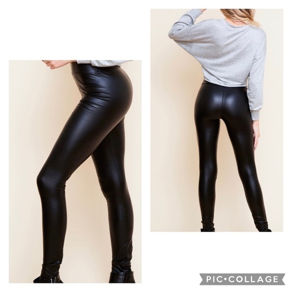 High Waisted Faux Leather Leggings - Picture 3 of 5